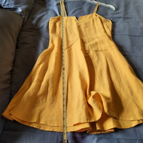 Express Fit and Flare Cami Linen Dress - Yellow, Size S - Picture 12 of 16
